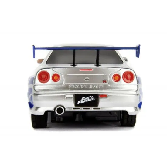 RC Nissan Skyline GTR na diaľkové ovládanie v strieborno-modrom vyhotovení