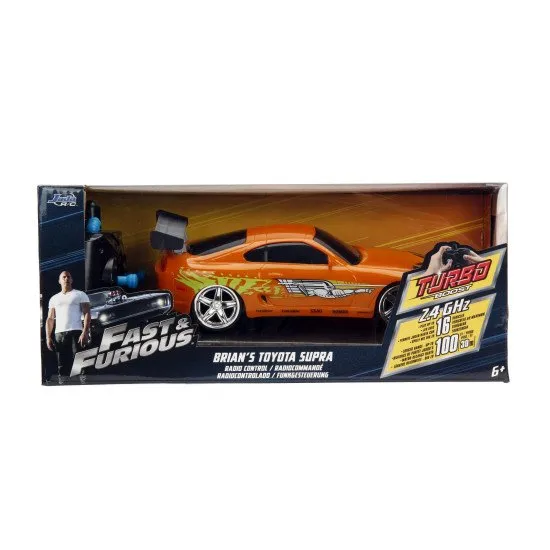 RC auto Brian's Toyota Supra 1:24 v sýtej oranžovej farbe, na diaľkové ovládanie