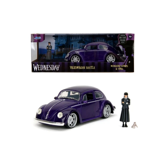 Wednesday auto 1972 VW Beetle 1:24 a figúrka Wednesday