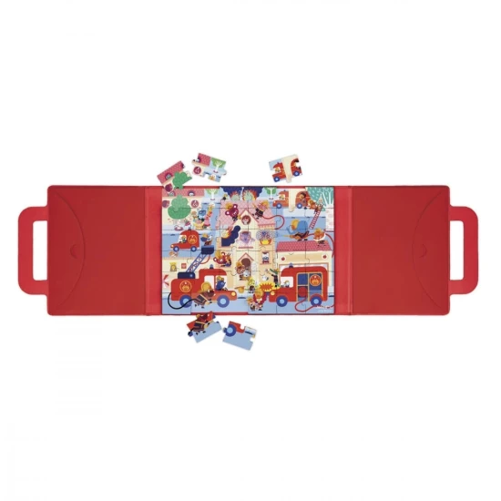 Janod Magnetické puzzle v kufríku Požiarnici 36 ks