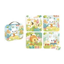Puzzle v kufríku 4 v 1 Zvieratká