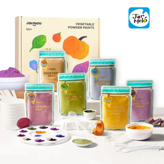 Prírodné rastlinné práškové prstové farby pre deti – bezpečné a umývateľné