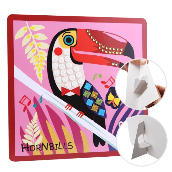 Jarmelo Mozaika – Svet zvierat, 8 kariet, penové mozaikové kúsky a trblietavé kamienky pre kreatívnu tvorbu detí