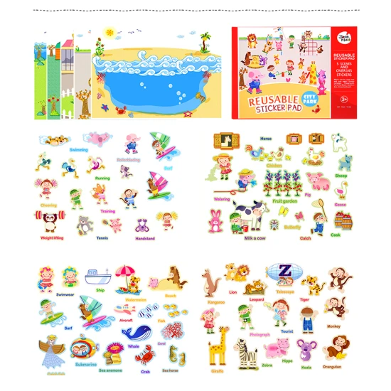 Jarmelo City Park – znovupoužiteľné nálepky na PVC fólii, 5 scén a viac ako 145 farebných nálepiek pre kreatívnu hru