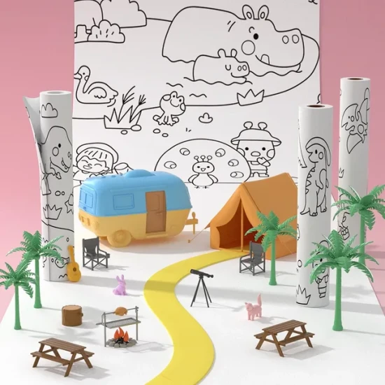 Jarmelo Omaľovánka v rolke Dinosaury – nalepovacia omaľovánka 118 × 40 cm na stenu, pracovný stôl aj podlahu