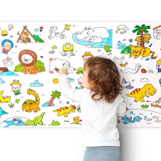 Jarmelo Omaľovánka v rolke Dinosaury – nalepovacia omaľovánka 118 × 40 cm na stenu, pracovný stôl aj podlahu