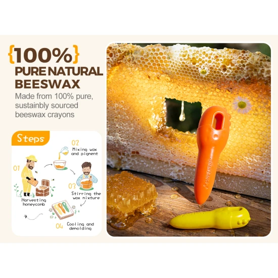 Jarmelo voskovky z včelieho vosku – 24 ks v pevnej krabičke, farebné, hravé a bezpečné pre deti