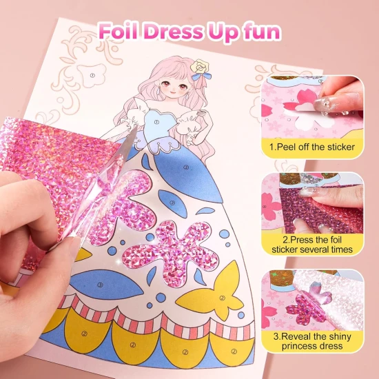 Jarmelo 4v1 Princess Glam sada – make-up, obliekanie, zdobenie kamienkami a fóliami pre papierové princezné