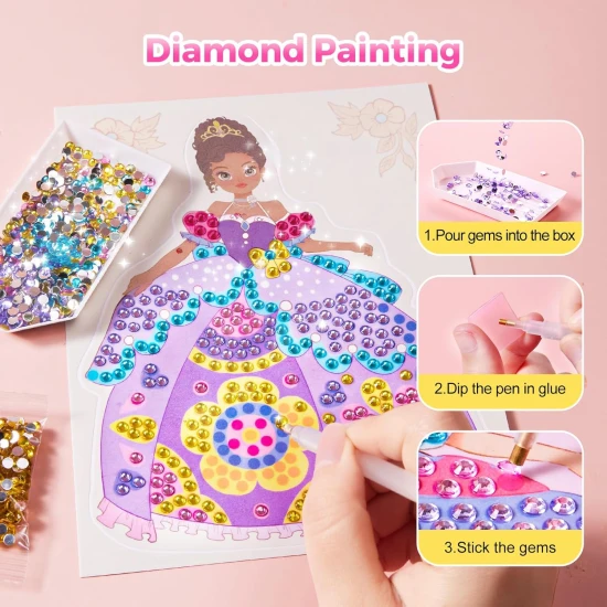 Jarmelo 4v1 Princess Glam sada – make-up, obliekanie, zdobenie kamienkami a fóliami pre papierové princezné