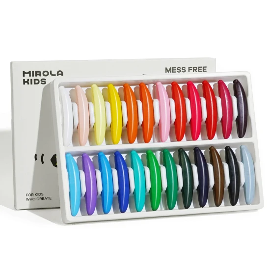 Jarmelo voskovky v tvare banánu – 24 ks, farebné, netoxické a ideálne pre malé detské ručičky