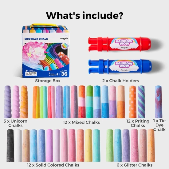 Kriedy chodníkové Jumbo s 2 držiakmi 36 ks Jarmelo