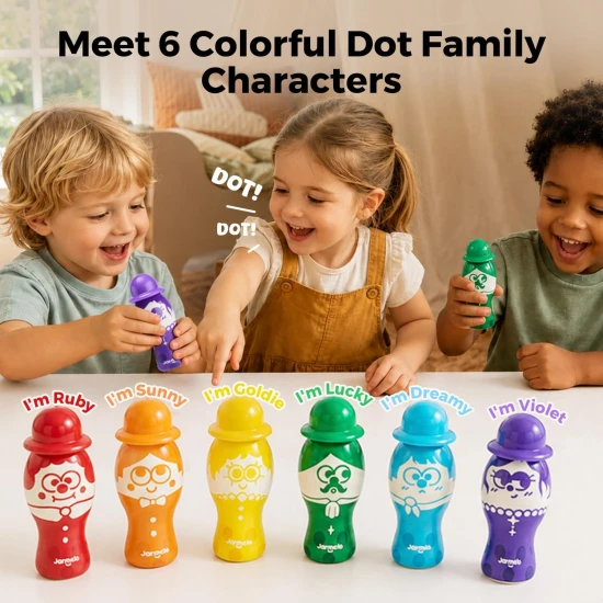 Jarmelo Farby v tube s omaľovánkami Dot Family 6 ks – model JA99537