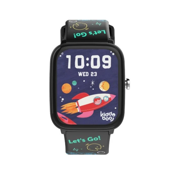 Čierne detské Kiddoboo smart hodinky Black s monitorovaním rôznych každodenných aktivít, farebným displejom a pohodlným remienkom.​