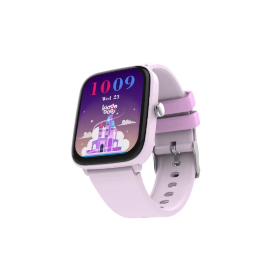 Fialové detské Kiddoboo smart hodinky Lilac s monitorovaním rôznych každodenných aktivít, farebným displejom a pohodlným remienkom.​