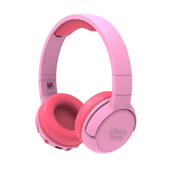 Detské bezdrôtové slúchadlá Kiddoboo Flamingo Pink s LED svetlom a kvalitným mikrofónom – bezpečné a štýlové slúchadlá pre deti od 6 rokov.