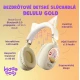 Detské bezdrôtové slúchadlá Kiddoboo Delulu Gold s LED svetlom a mačacími uškami – bezpečné a štýlové slúchadlá pre deti od 9 rokov.