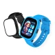 Detské smart hodinky Kiddoboo x Lagenio WatchMe 4G v modro-čiernej farbe s displejom, kamerou a SOS funkciou – bezpečný a hravý doplnok pre deti.