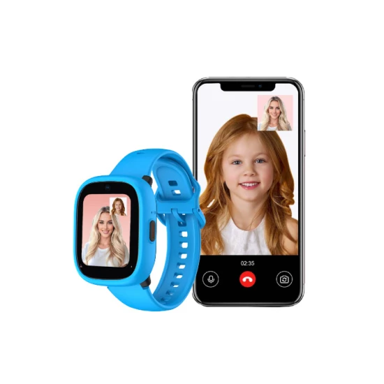 Detské smart hodinky Kiddoboo x Lagenio WatchMe 4G v modro-čiernej farbe s displejom, kamerou a SOS funkciou – bezpečný a hravý doplnok pre deti.