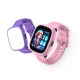Detské smart hodinky Kiddoboo x Lagenio WatchMe 4G v ružovo-fialovej farbe s displejom, kamerou a SOS funkciou – bezpečný a hravý doplnok pre deti.