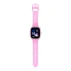 Detské smart hodinky Kiddoboo x Lagenio WatchMe 4G v ružovo-fialovej farbe s displejom, kamerou a SOS funkciou – bezpečný a hravý doplnok pre deti.