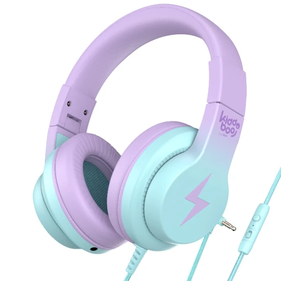 Kiddoboo detské slúchadlá Lilac v jemnej fialovej farbe s obmedzením hlasitosti a pohodlným dizajnom pre deti od 6 rokov.