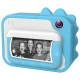 Detský fotoaparát Kiddoboo FotoFun 2 Dino Blue – modrý instantný foťák pre deti s okamžitou tlačou, farebnými fixkami a zábavnými rámikmi na fotografie.