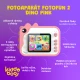 Detský fotoaparát Kiddoboo FotoFun 2 Dino Pink – ružový instantný foťák pre deti s okamžitou tlačou, farebnými fixkami a zábavnými rámikmi na fotografie.
