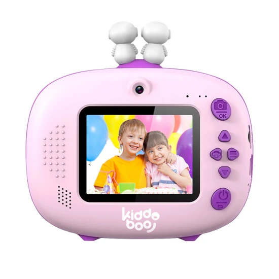 Detský fotoaparát Kiddoboo FotoFun 2 Space Purple – fialový instantný foťák pre deti s okamžitou tlačou, farebnými fixkami a zábavnými rámikmi na fotografie.