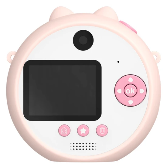 Ružový detský Kiddoboo fotoaparát FotoFun Instapic Pink – digitálny foťák s prednou a zadnou kamerou, selfie režimom a prehrávaním hudby.