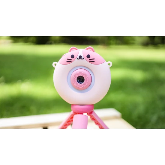 Ružový detský Kiddoboo fotoaparát FotoFun Instapic Pink – digitálny foťák s prednou a zadnou kamerou, selfie režimom a prehrávaním hudby.