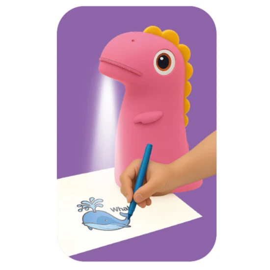 Kiddoboo Dino projektor na kreslenie ružový s nočnou lampičkou pre deti od 4 rokov