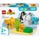 LEGO rodinka levov a tučniakov pripravená na dobrodružstvo v divokej prírode