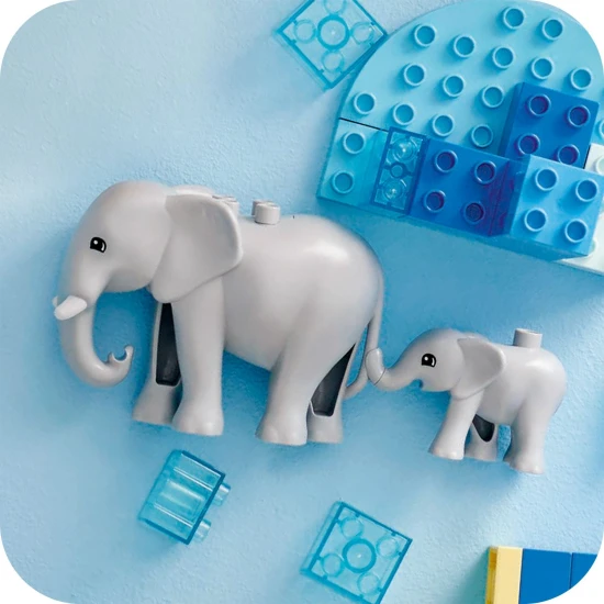 LEGO DUPLO Rodiny divokých zvierat, vzdelávacia stavebnica pre deti, figúrky zvierat, slon, panda, tigr, korytnačka, jeleň, kreatívne hranie pre deti