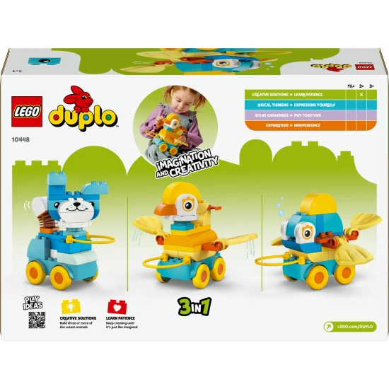 LEGO DUPLO 3 v 1 Zvieratká na kolieskach 10448 – kačka, ryba a psík stavebnica pre deti