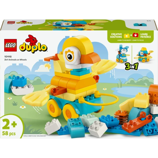 LEGO DUPLO 3 v 1 Zvieratká na kolieskach 10448 – kačka, ryba a psík stavebnica pre deti