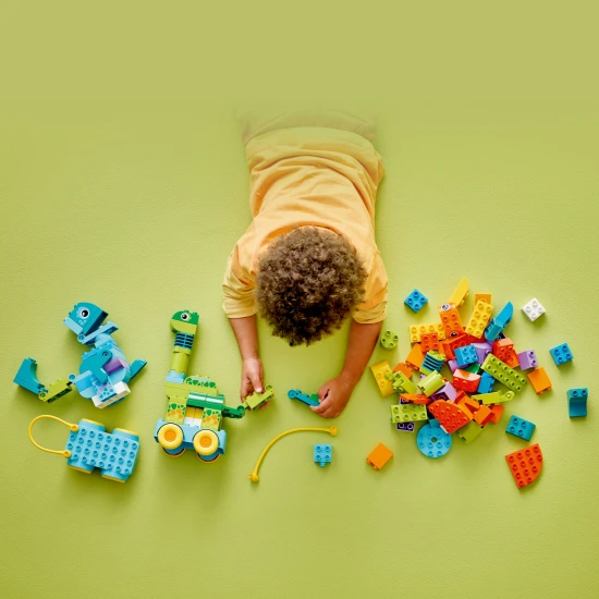 LEGO DUPLO 3 v 1 Dinosaury na kolieskach 10451 – Diplodocus, T-rex, Triceratops, Stegosaurus, Pteranodon a Parasaurolophus stavebnica pre deti