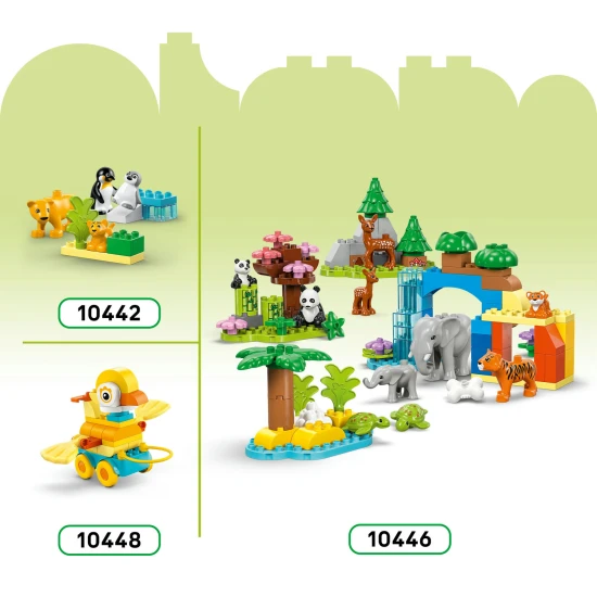 LEGO DUPLO 3 v 1 Dinosaury na kolieskach 10451 – Diplodocus, T-rex, Triceratops, Stegosaurus, Pteranodon a Parasaurolophus stavebnica pre deti