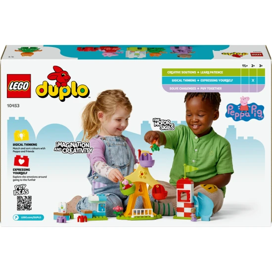 LEGO DUPLO Zábavný park s figúrkami Peppy, Cili a Danyho na ruskom kolese a šmýkačke.