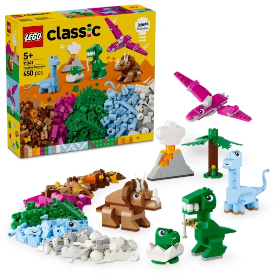 LEGO CLASSIC Kreatívne dinosaury – farebné stavebnice pre tvorbu prehistorických tvorov