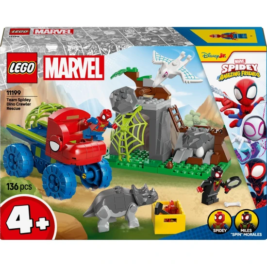 LEGO® Marvel 11199: Spideyho tím a záchrana dinosaurov s truckom – Akčné minifigúrky a dinosaury.