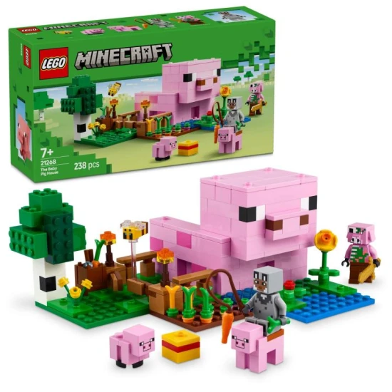 LEGO Minecraft Domček prasiatka 21268 – stavebnica pre deti so zvieratkami, piglinom a farmou