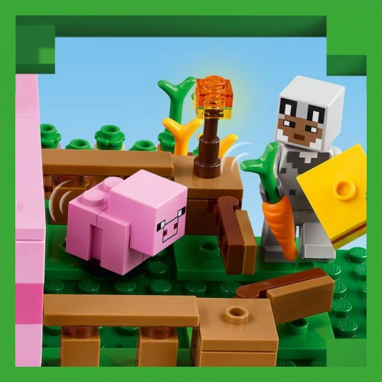LEGO Minecraft Domček prasiatka 21268 – stavebnica pre deti so zvieratkami, piglinom a farmou