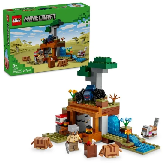 LEGO Minecraft 21269 – Výprava do bane a pásovec s dolom, dynamitom a zvieratkami