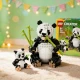 LEGO CREATOR Divoké zvieratá: Pandia rodinka – panda s mláďaťom v džungli a rôzne prestaviteľné zvieracie modely.