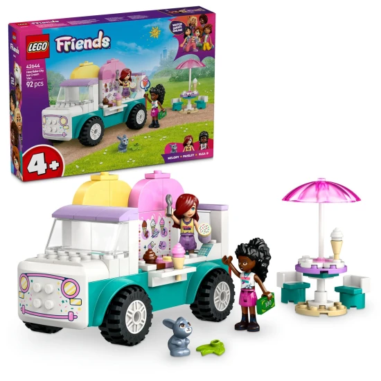 LEGO® Friends 42644 Zmrzlinárske auto – Hračky pre deti s minibábikami, zajačikom a zmrzlinovými doplnkami.