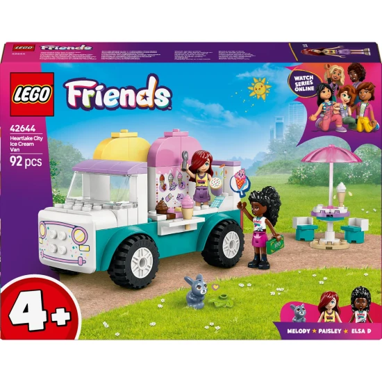 LEGO® Friends 42644 Zmrzlinárske auto – Hračky pre deti s minibábikami, zajačikom a zmrzlinovými doplnkami.