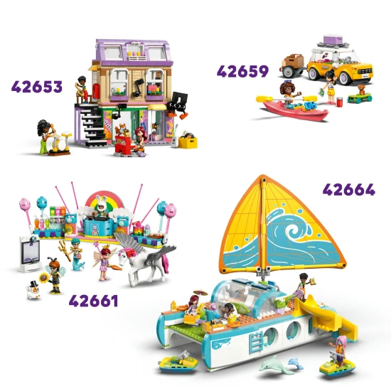 LEGO Friends 42654 Ranč s poníkmi a stáj – minipanienky, poníky, mačka, vozík a doplnky pre kreatívnu hru