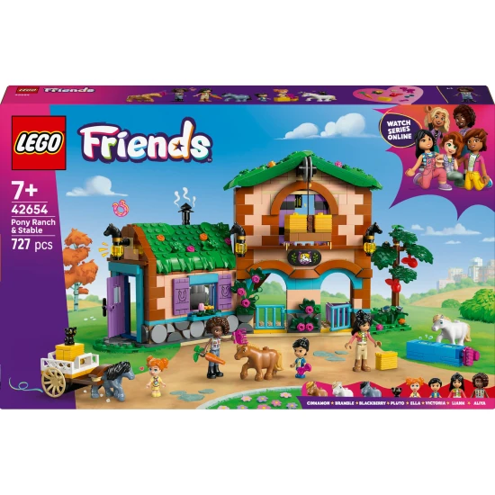LEGO Friends 42654 Ranč s poníkmi a stáj – minipanienky, poníky, mačka, vozík a doplnky pre kreatívnu hru