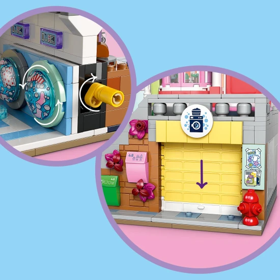 LEGO® Friends 42670 Apartmány a obchody Heartlake - tvorivá stavebnica s 9 postavami, pekárňou, keramickým štúdiom a ďalšími detailmi.
