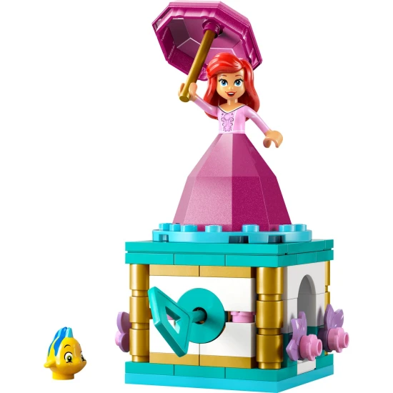 LEGO® Disney Točiaci sa Ariel – krásna stavebnica s otočným stojanom, postavičkami Ariel a Šupinky a úložným priestorom v ‘diamantových’ šatách